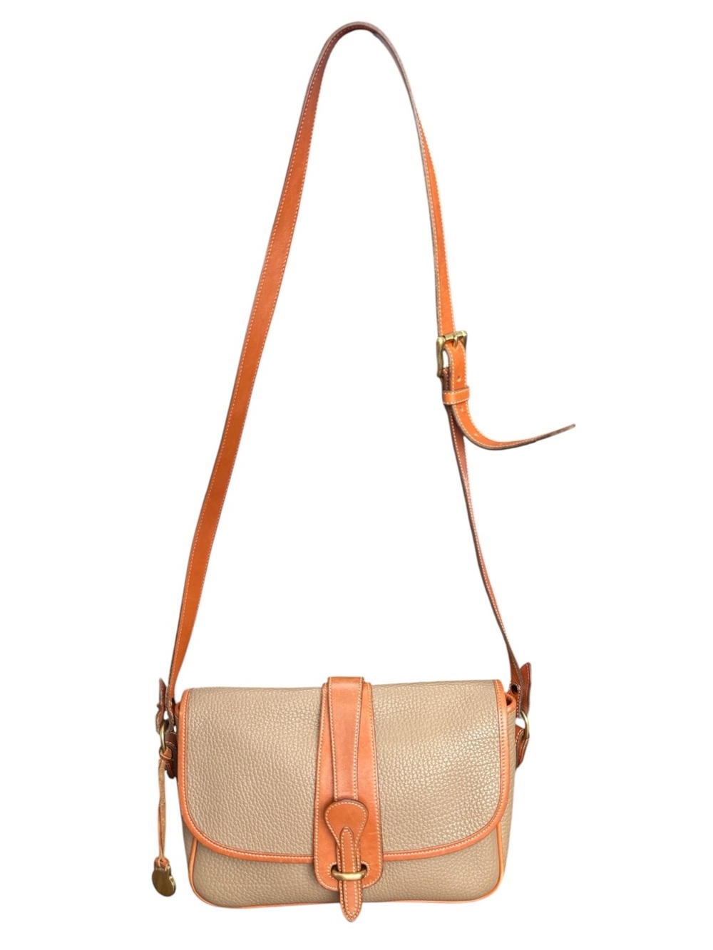 Vintage Dooney & Bourke Leather Crossbody Bag in Beige and Tan A5308786